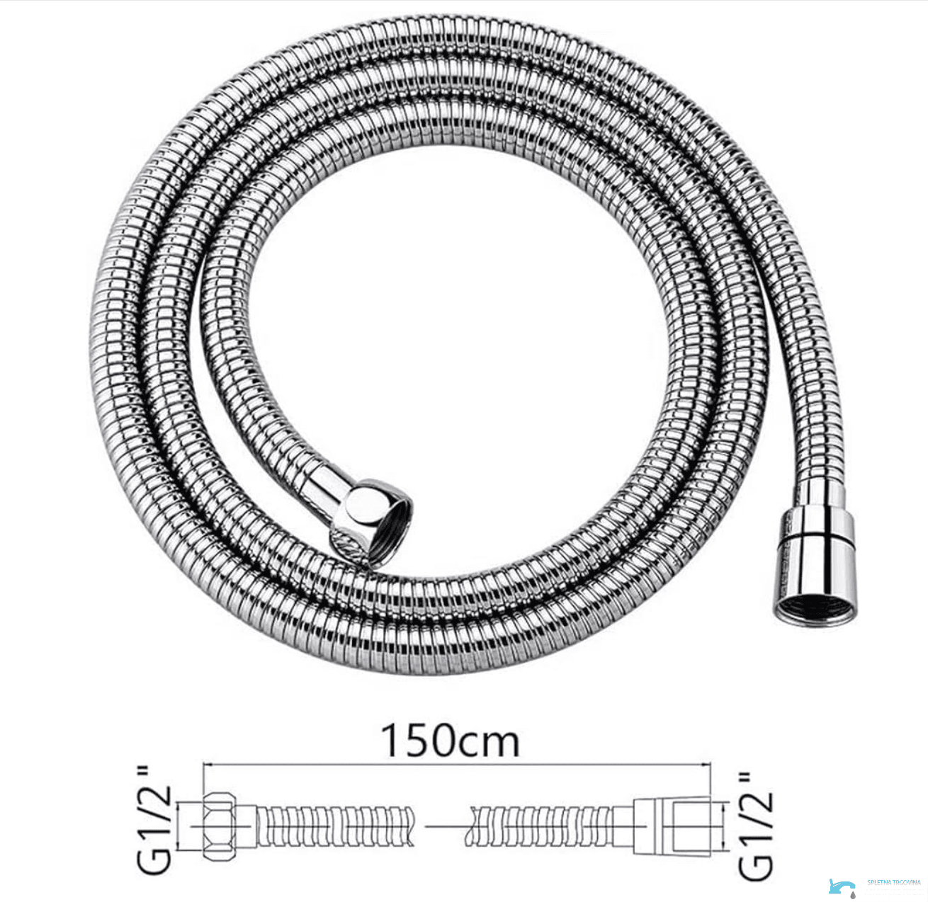 Sprchová hadice EYN SH1238, 150 cm, stříbrná, chromovaná