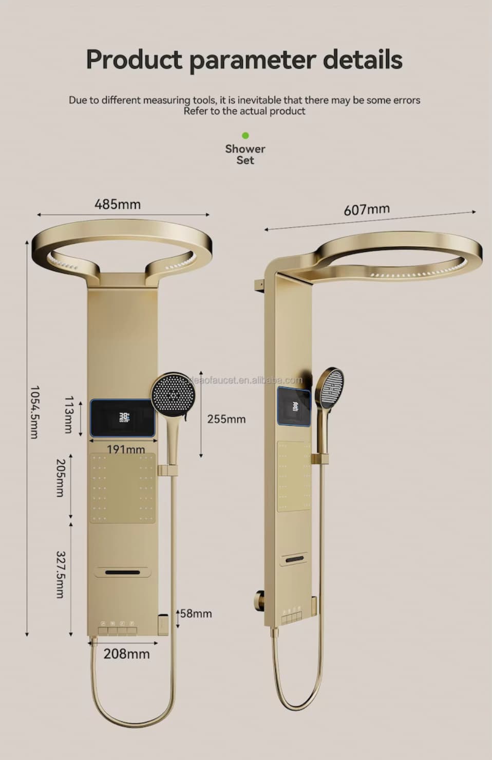 Nástěnný sprchový panel ELITE EDITION BSE1424 s LED osvětlením a masážními tryskami ve více barevných provedeních