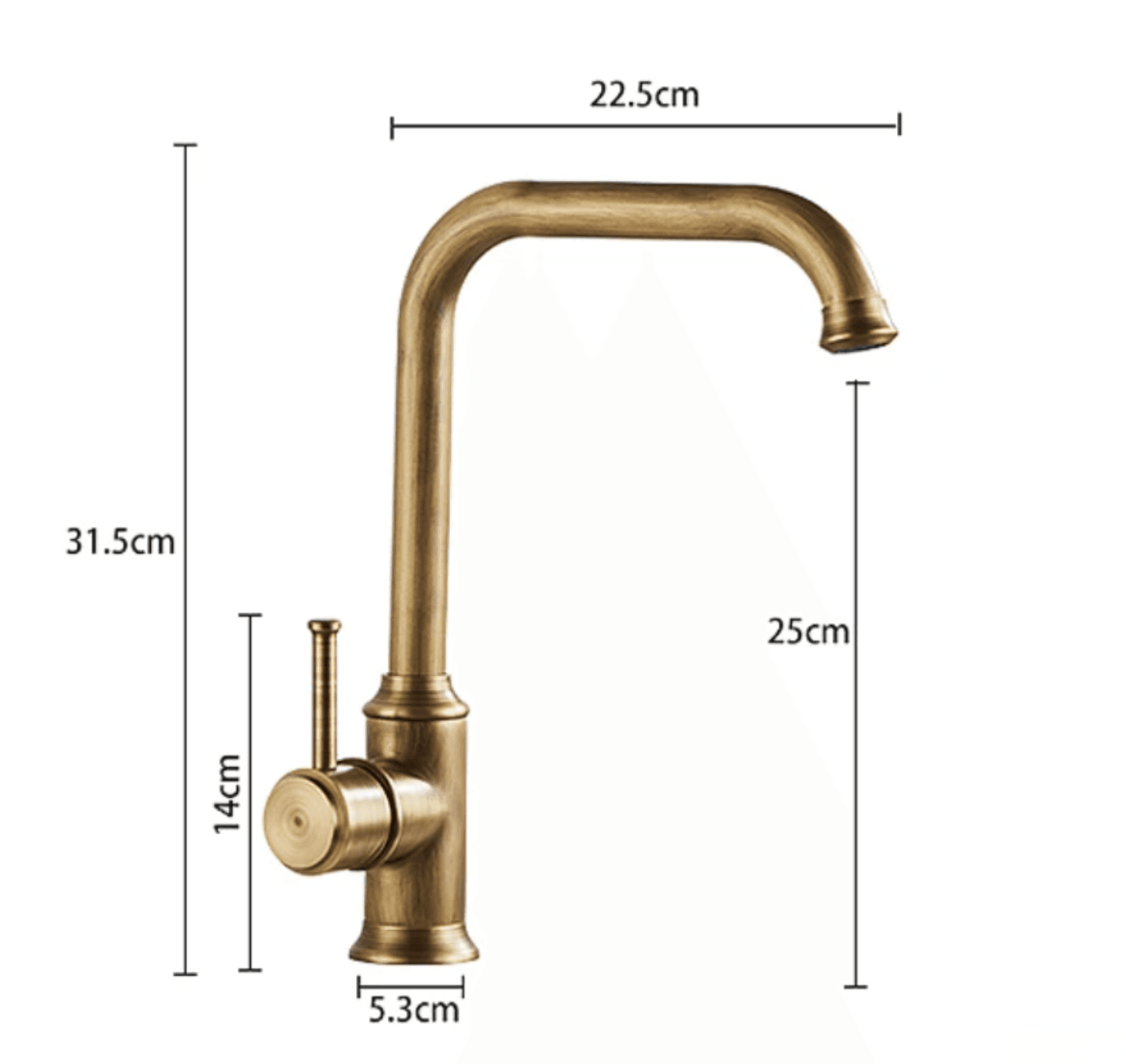 Technické rozměry starožitné baterie AQ1829 (výška 31,5 cm, dosah 22,5 cm)