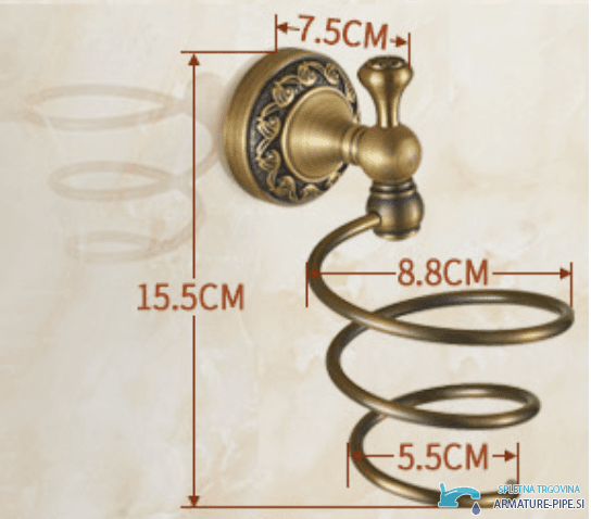 Specifikace retro doplňku AQD1359: spirálový držák, výška 15,5 cm