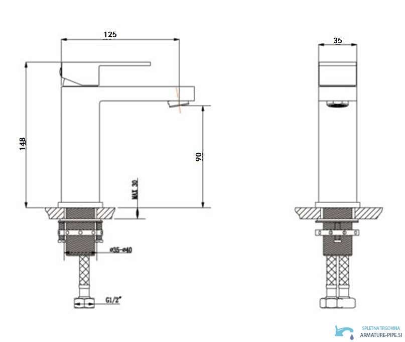 Črna kuhinjska armatura EYN BC1320