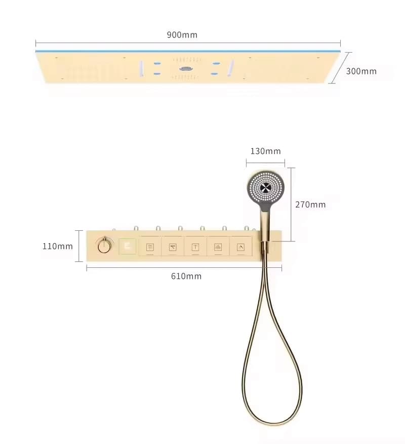 Podomítkový sprchový systém ELITE EDITION BCS1045 se 6 funkcemi, termostatem a LED osvětlením ve více barevných provedeních