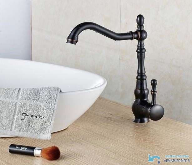 Černá retro baterie CKB2255 do kuchyně či koupelny v tmavém bronzovém provedení
