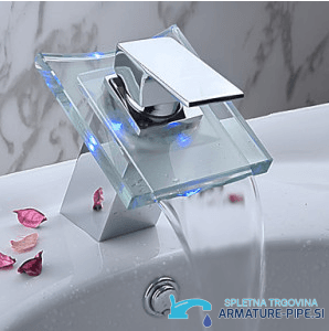 Vodopádová umyvadlová baterie EYN cq0812 v leštěném chromu se skleněným výtokem