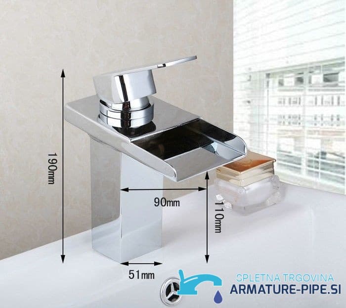 Rozměrový výkres baterie EYN206 s výškou 190 mm a délkou výtoku 90 mm