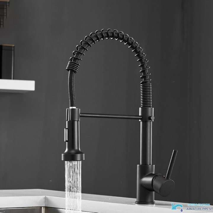 Kuchyňská baterie KB1507b s výsuvnou sprškou v matné černé a dalších barvách KB1507b — 1