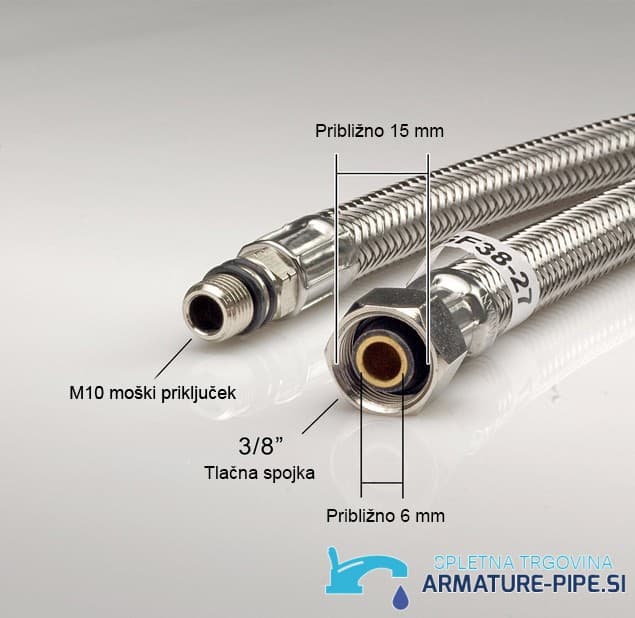 Standardne cevi za priklop kuhinjske armature ali kopalniške pipe