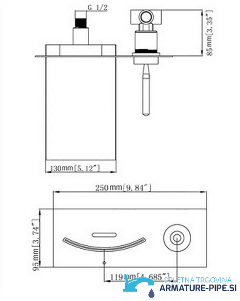 LED stenska kopalniška armatura s slapom EYN SK 0559