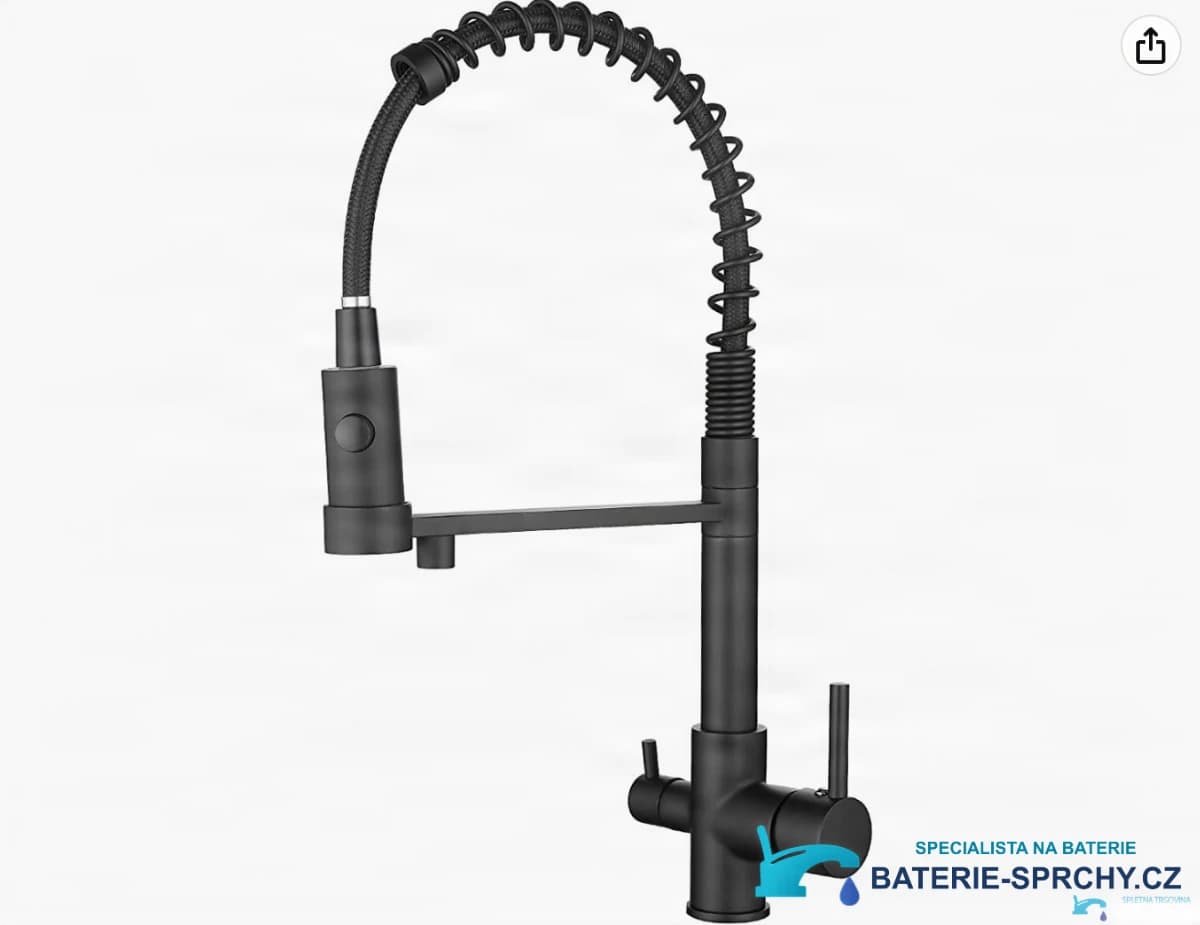 Třícestná kuchyňská baterie s filtrem KF1459 v matné černé