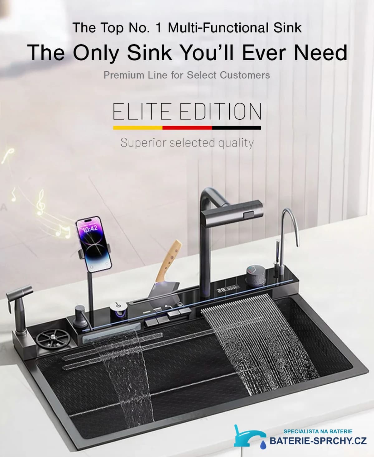 Multifunkční luxusní dřez ELITE EDITION KS2299 v matné černé