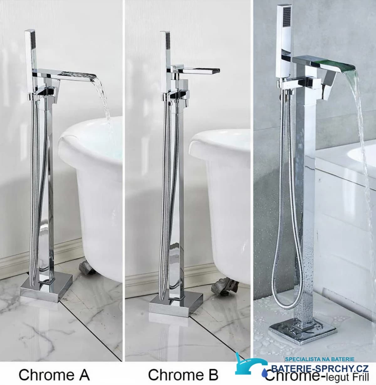 Volně stojící vanová baterie SB1720 v několika chromových variantách