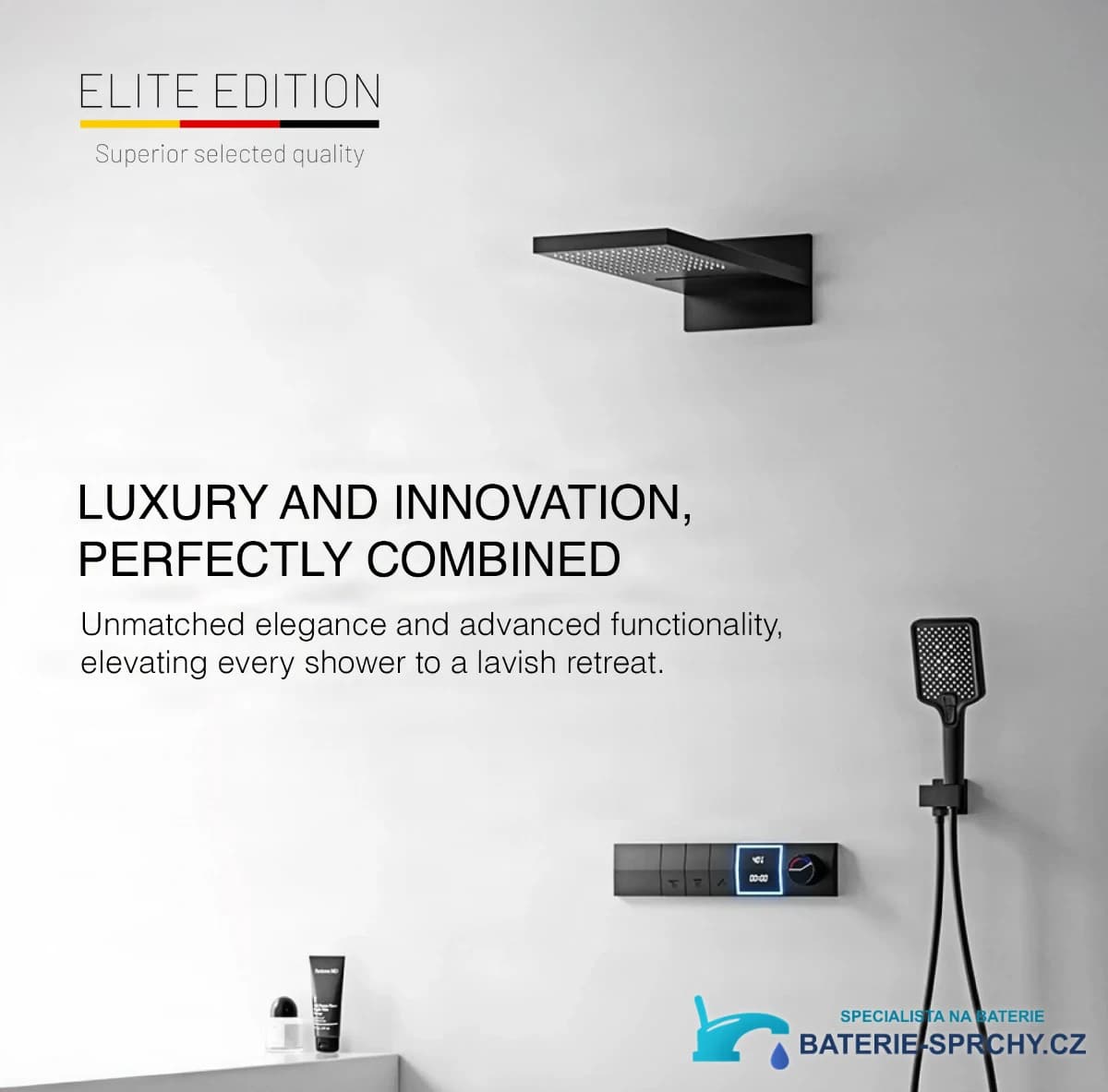 Luxusní inteligentní podomítkový sprchový systém ELITE EDITION BCS1050 v matné černé