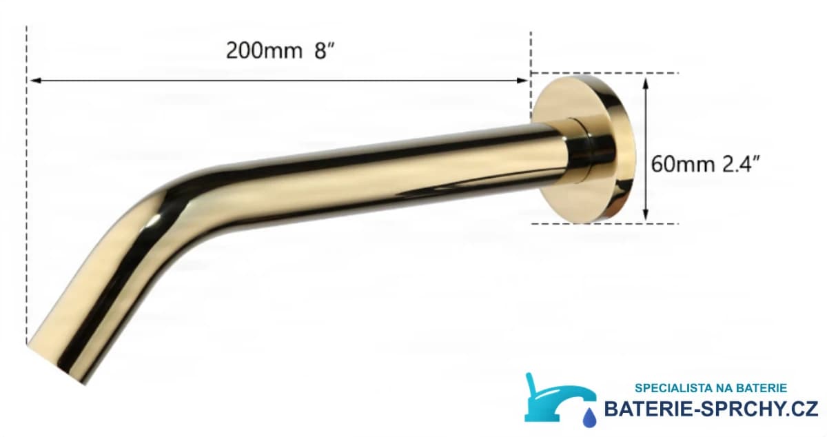 Parametry baterie BWS1254: vyložení 200 mm, rozeta Ø 60 mm