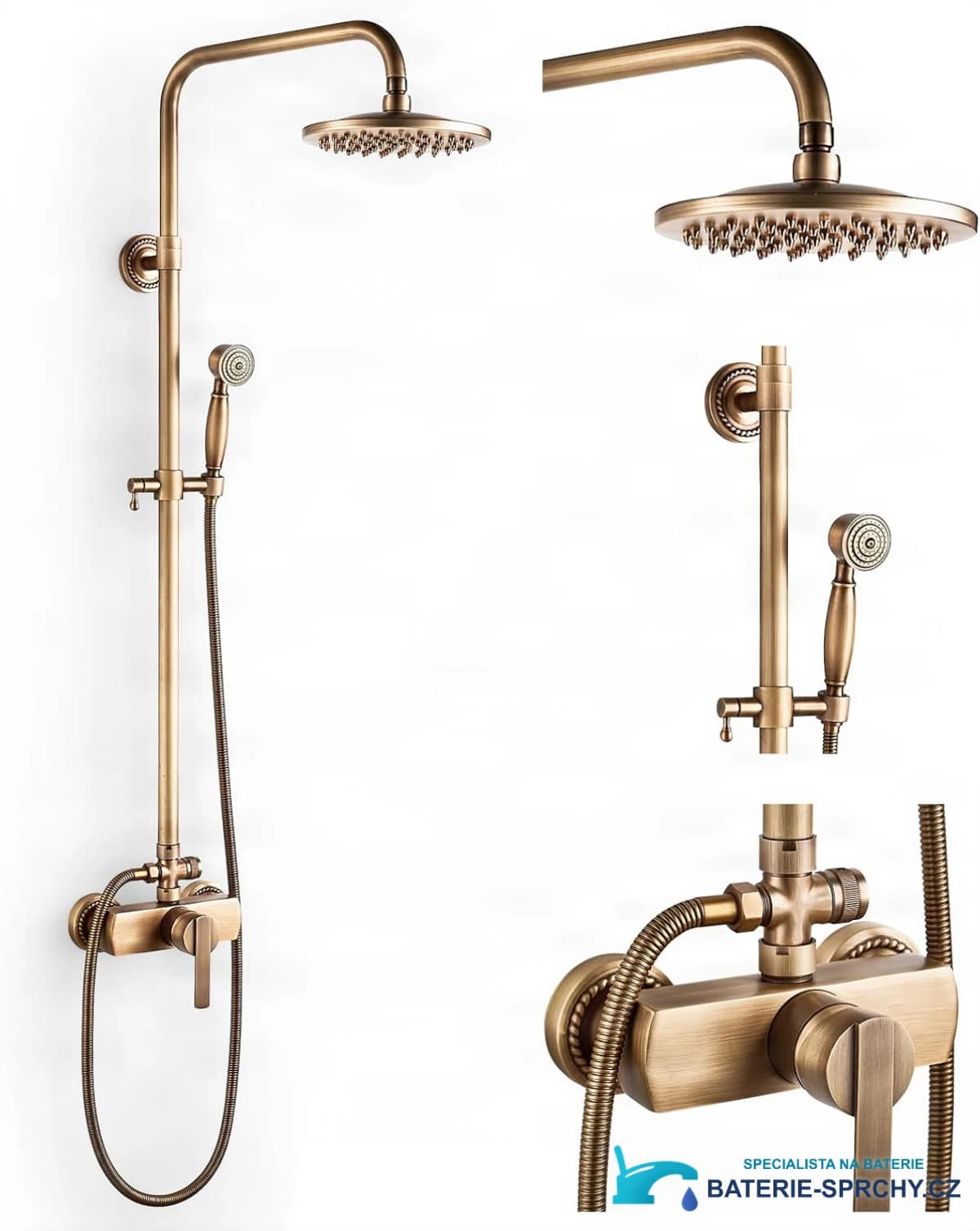 Sprchový systém s baterií ELITE EDITION BSE1508 ve starožitné mosazi